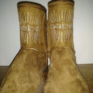 Bebe faux suede girls boots with bling. Size 13